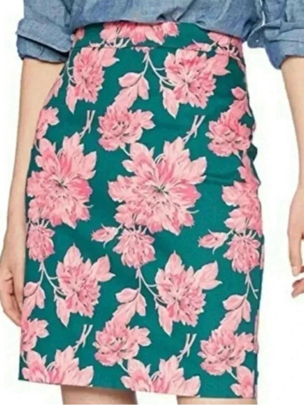 J Crew Floral Pink and Green Skirt